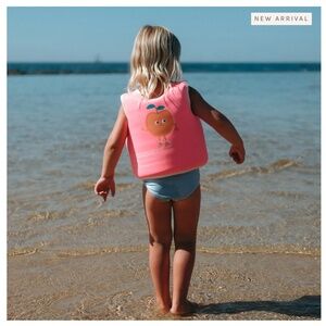 SunnyLife KIDS SWIM VEST 3-6 - POPPY THE PEACH NEON PINK